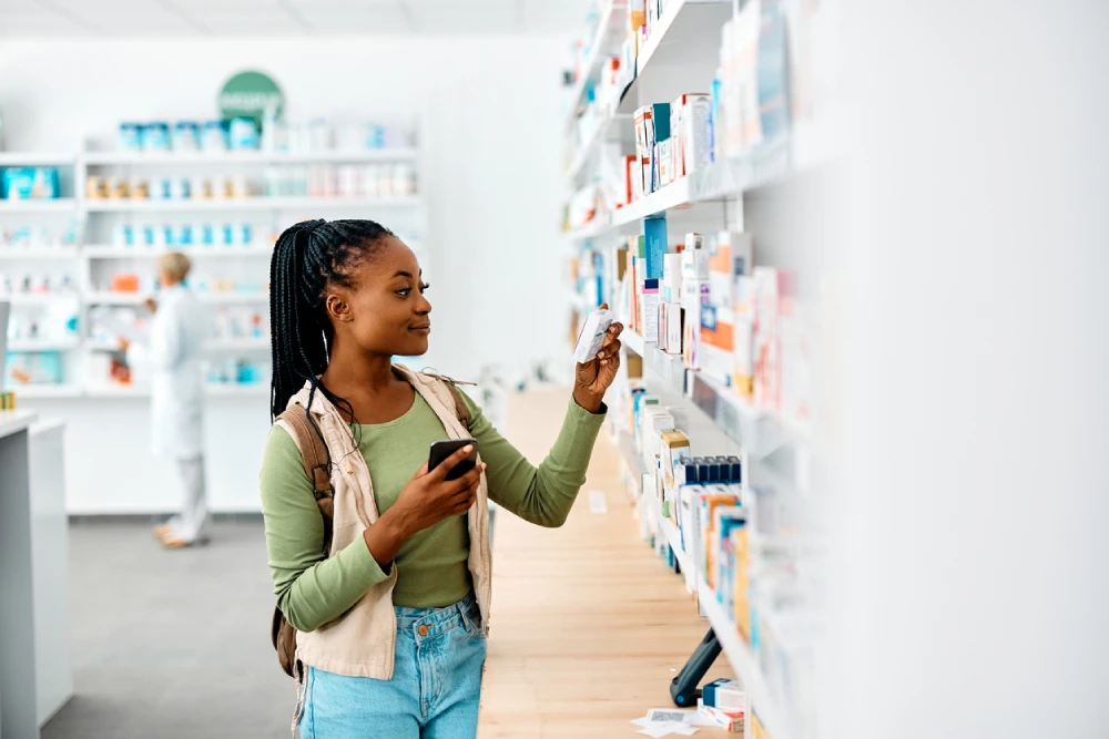 woman shopping at a pharmacy 