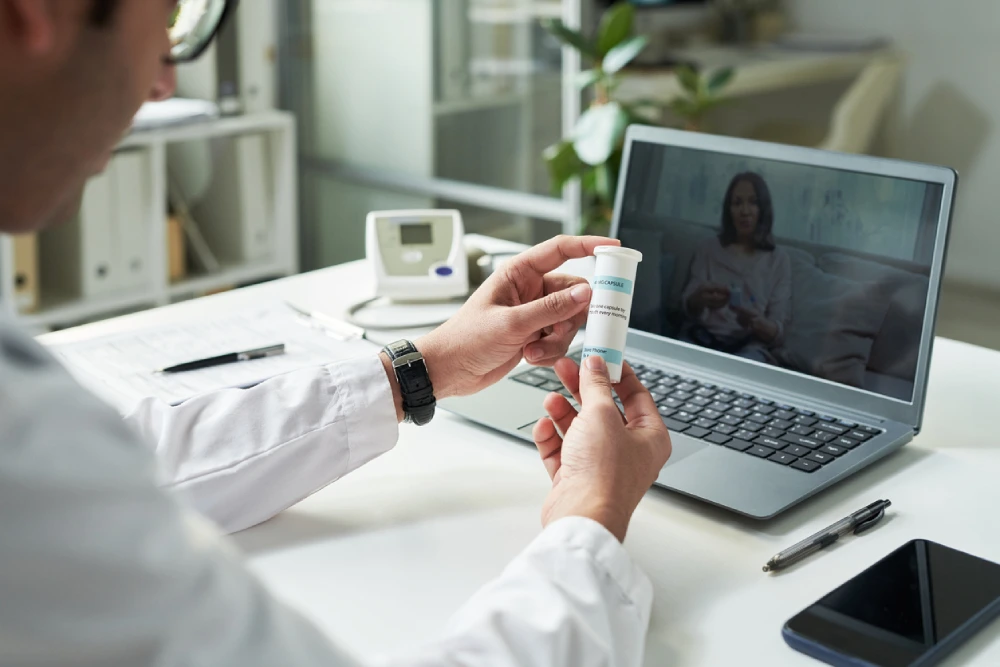 pharmacy technology trends - pharmacist having a virtual consultation 